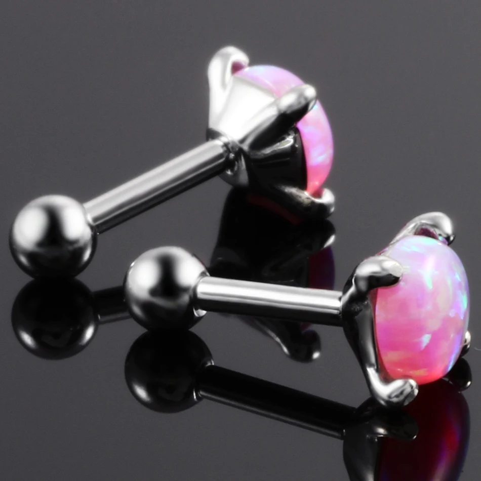 Новое поступление 1 шт. хирургическая сталь с опалом камень уха хрящ траг пирсинг