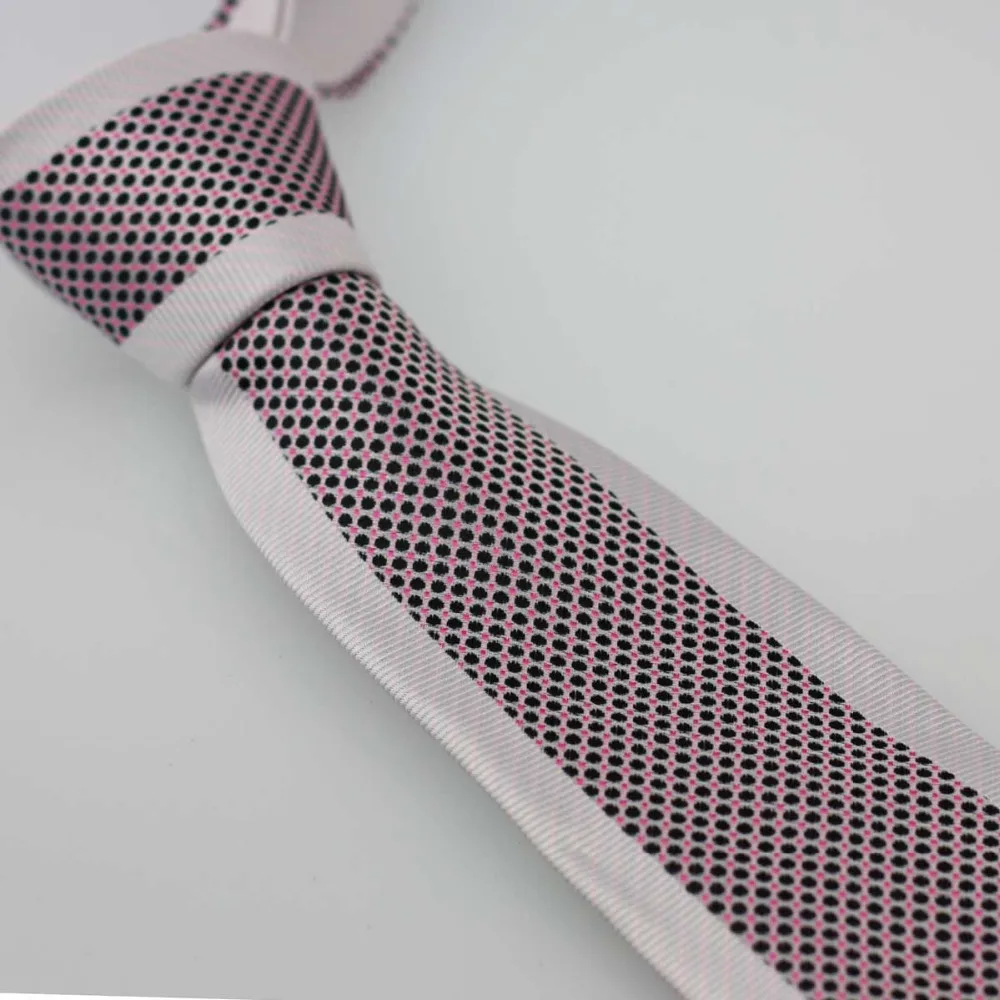 YIBEI Coachella Men's SKINNY ties New Design Handmade Narrow Pink Bordered Neck Tie Black Polka Dots Microfiber Neckties SLIM |