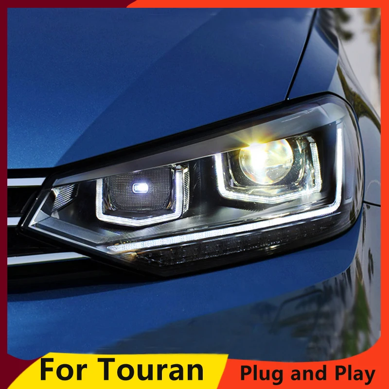

Автомобильный Стайлинг KOWELL для VW Touran, фары 2016-для Touran, головные светодиодные фары DRL, передние Биксеноновые линзы, комплект HID с двойным лучом