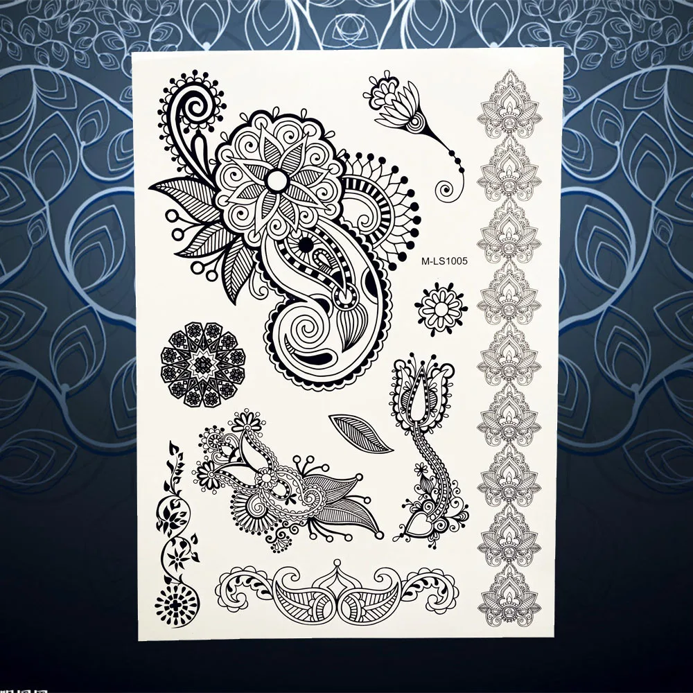 1 шт. сексуальный боди арт черная бабочка тату цветок рука кружева браслет