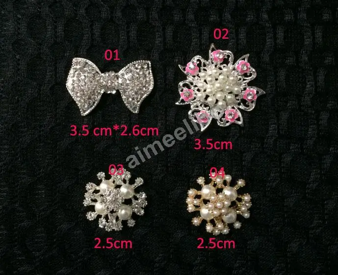 Металлические стразы на пуговицах с жемчужным цветком из ткани для волос