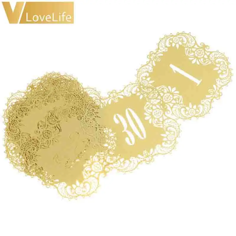 30 шт./компл. от 1 до пустотелые кружевные настольные карточки с цифрами