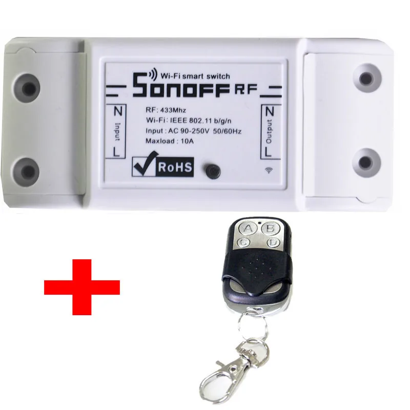 Интеллектуальный выключатель света Sonoff RF интеллектуальный пульт дистанционного управления Управление 433 МГц dc220v/10A переключатель Wi-Fi модуль для светильник Умные датчики интеллигентая(ый) Мощность разъем