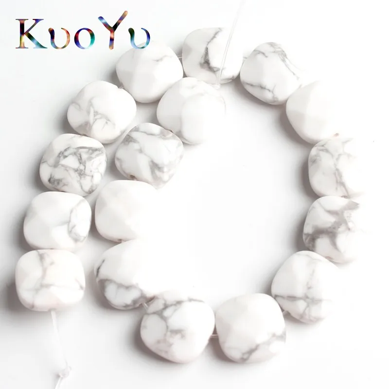 Howlite Натуральные граненые квадратные Агаты кварцевые бусины из нефрита свободные разделительные бусины для самостоятельного изготовления ювелирных изделий браслет ожерелье 12*12 мм 7,5 дюйма - Цвет: Howlite