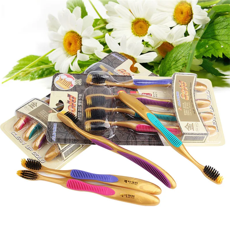 Высокое качество 4 шт. Ультра мягкий бамбуковый зубная щетка из древесного угля