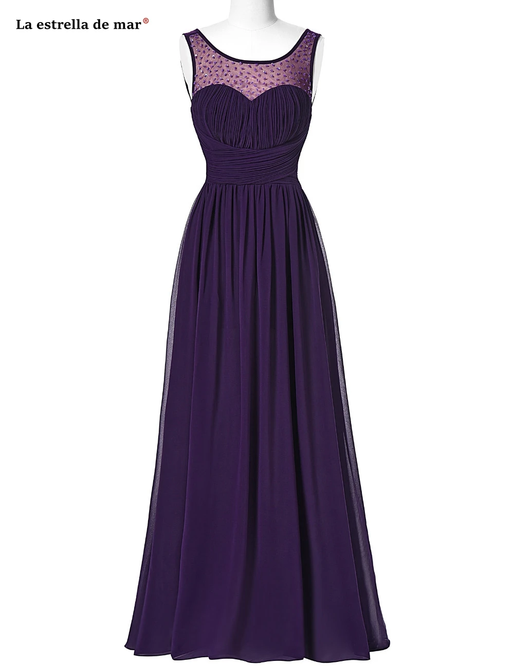 

Long dress for wedding party for woman2021 new lace crystal chiffon ALine royal blue pink sky blue purple Burgundy bridesmaid