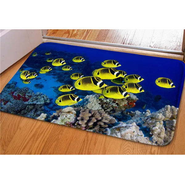 W1510CN HUGSIDEA 3D синий океан передняя дверь пол ковры коралловый риф Тропические рыбы балкон Гостиная Коврик Настроить Спальня области коврики - Цвет: W1510CN