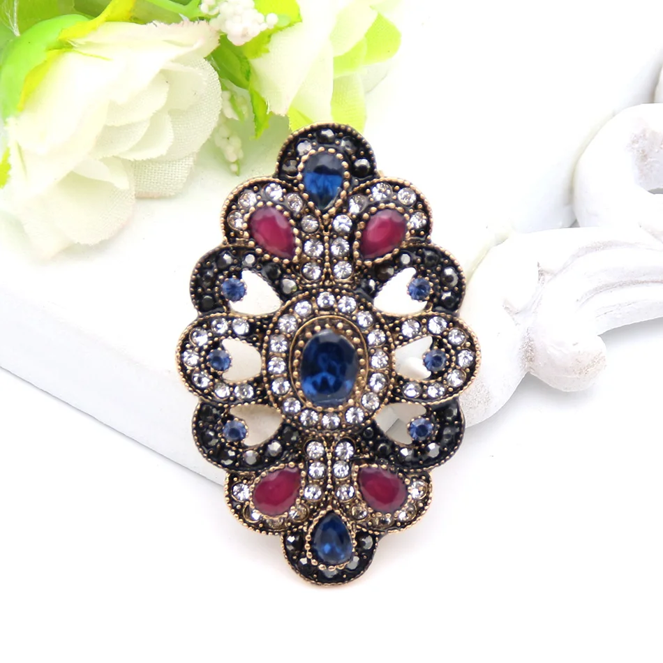 Античная Турецкая женская круглая брошь Bijoux Ретро Золотой цвет корсаж цветок полимерные брошки для отворота хиджаба заколка на шарф ювелирные изделия