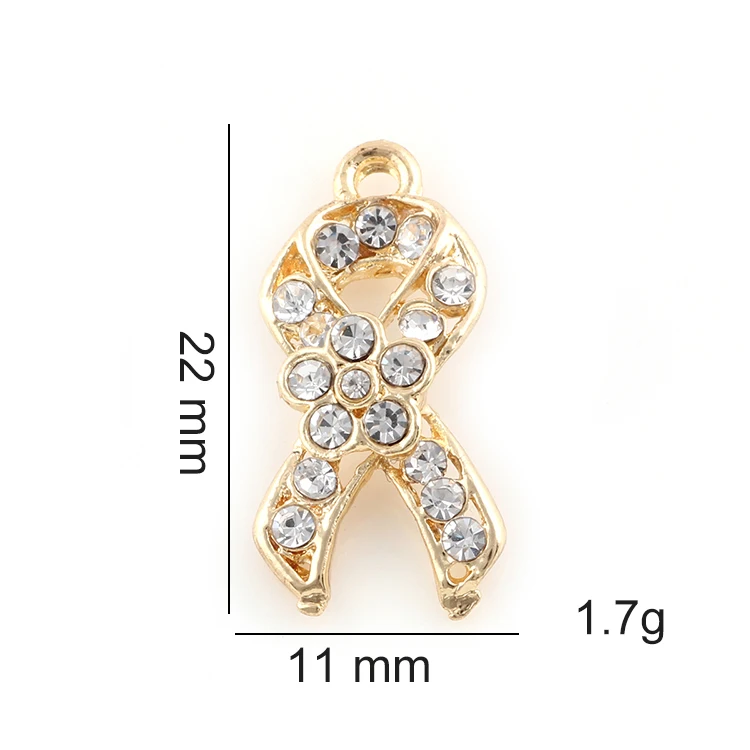 

22*11mm Silver Plated Zinc Alloy Crystal Ribbon Charms Pendant Jewelry Findings For DIY Handmade Fashion Jewellery Women