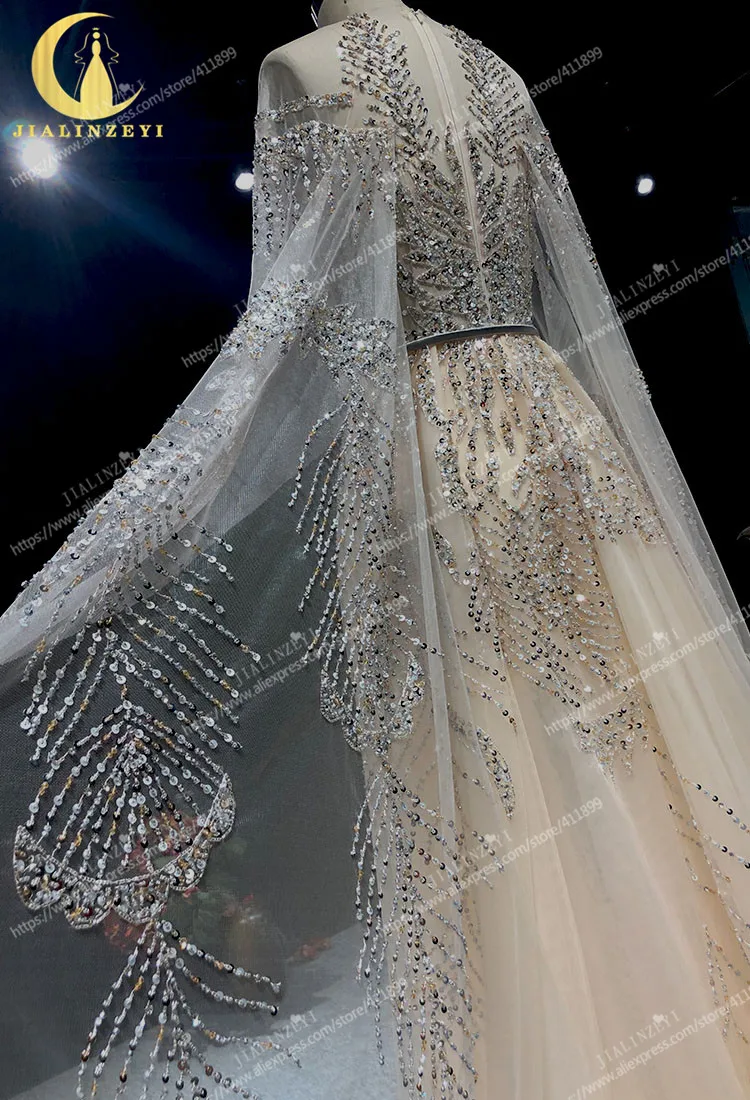 JIALINZEYI реальное изображение обнаженные Бусы Роскошные Elie saab вечерние платья