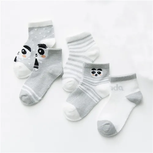 panda 5 пар/лот; носки для малышей; Летние сетчатые тонкие носки для маленьких девочек; хлопковые носки для новорожденных мальчиков; одежда для малышей; аксессуары - Color: panda