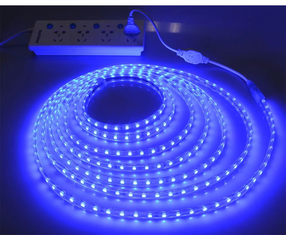 Водонепроницаемый светодиодный ленточный светильник 220 В гибкий 5050 наружный садовый светильник лента ip67 для домашнего шкафа кухни потолочное украшение с европейской вилкой