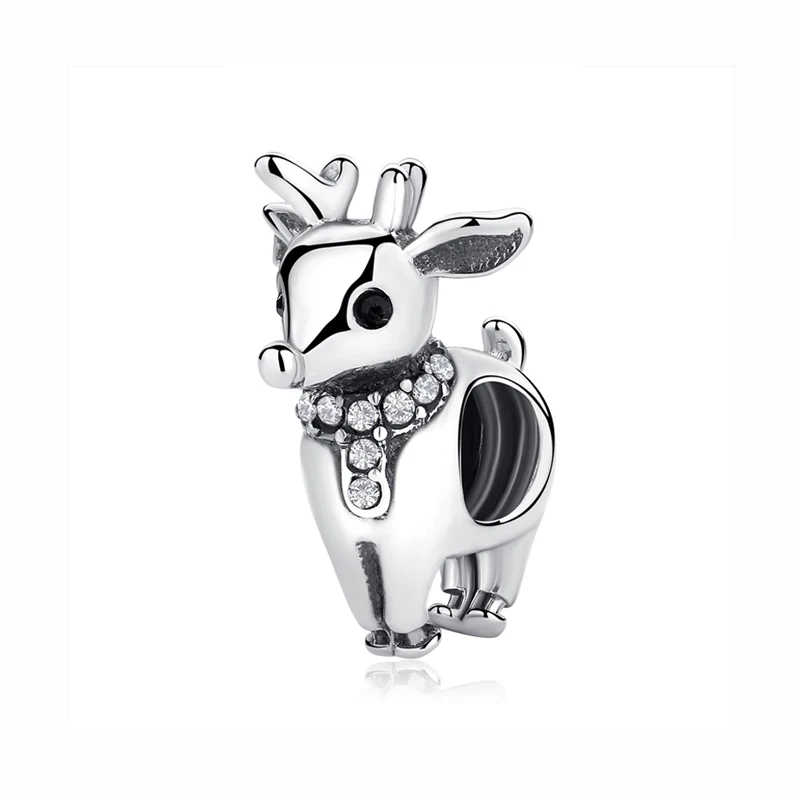 Christmas Reindeer 1 Аутентичные 925 Серебряный Бисер Очарование Праздник Рождественская елка Санта талисманы в виде северного оленя Fit Pandora Браслеты Женские DIY ювелирные изделия - Цвет: Christmas Reindeer 1