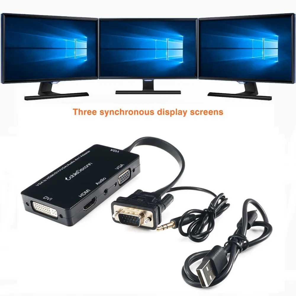 Кабель VGA 15 Pin папа к HDMI DVI 4в1 с микро USB адаптер питания конвертер для настольного
