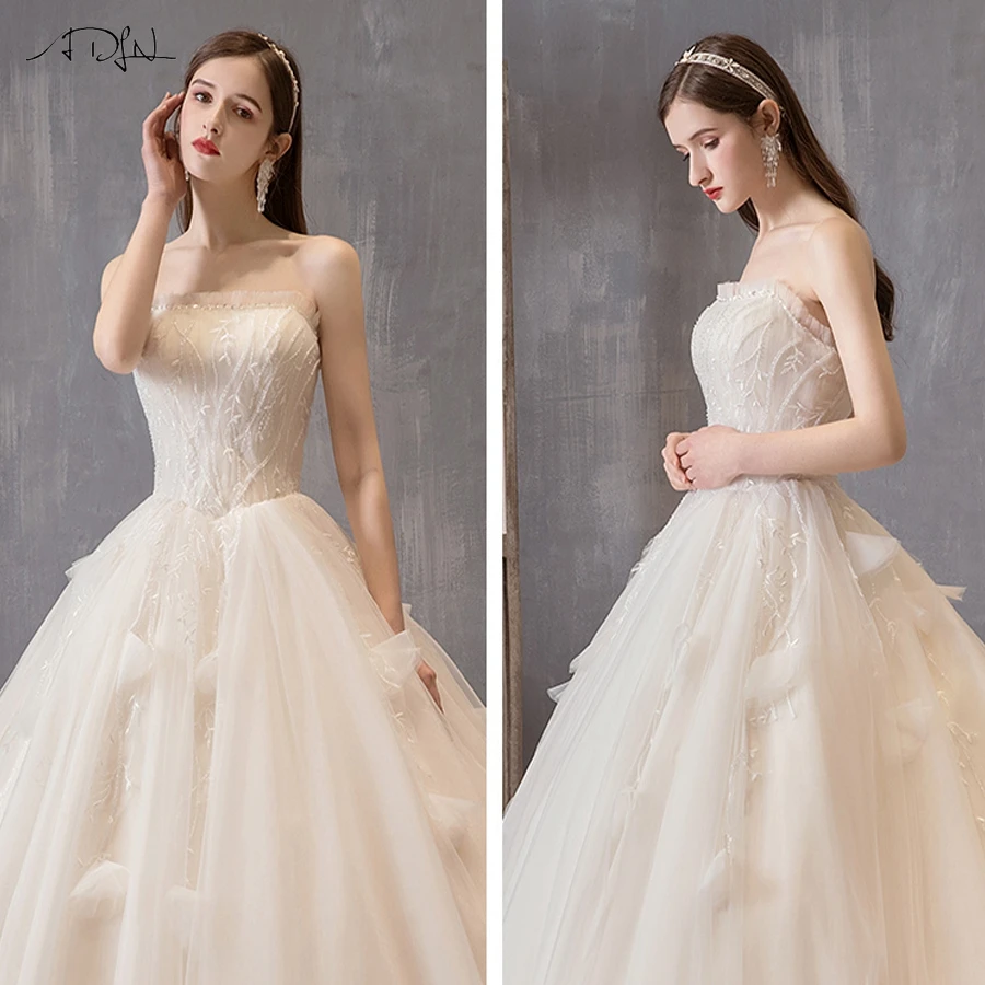 ADLN роскошное бальное платье невесты Элегантный без бретелек аппликация рукавов