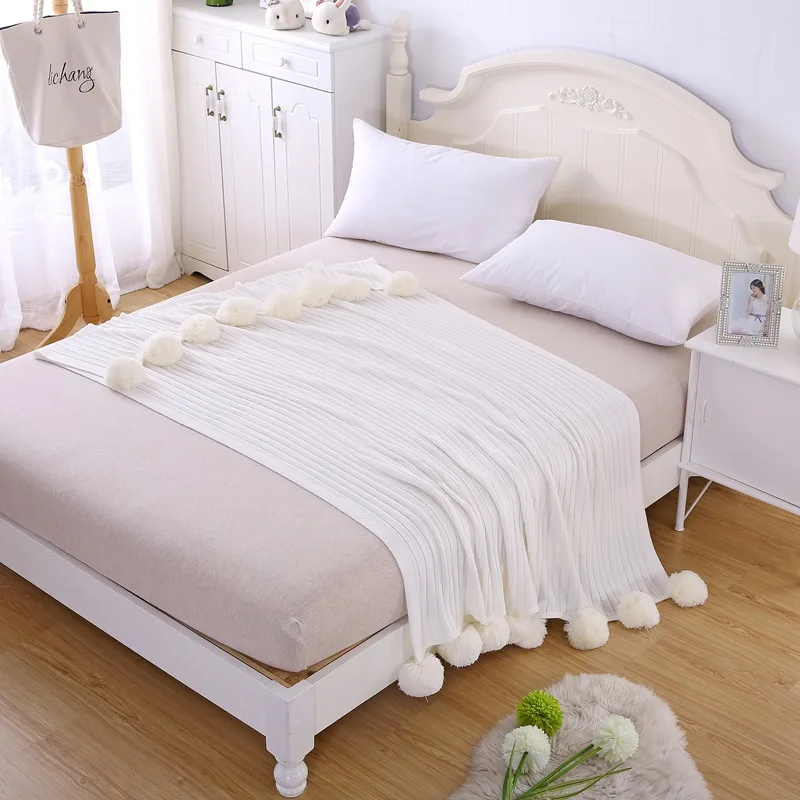 Оригинальное Брендовое хлопковое модное вязаное однотонное мягкое одеяло с