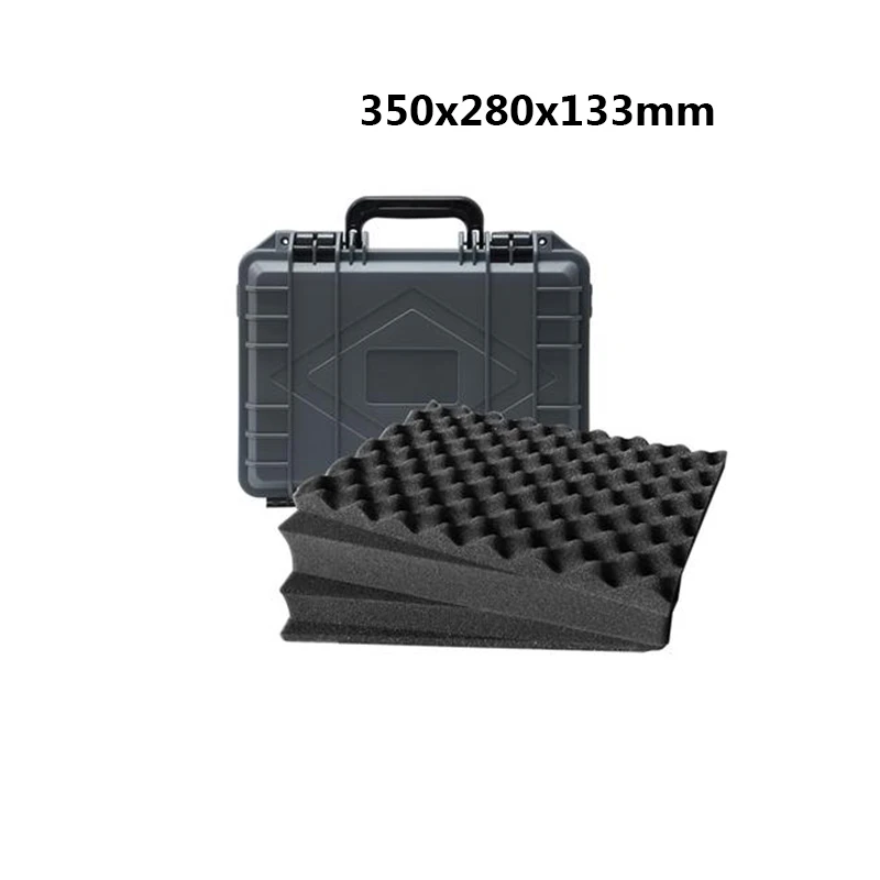 Gray-350x280x133mm Защитный Безопасный инструмент ящик для инструментов пластиковый ящик для хранения инструментов чехол для костюма ударопрочный чехол для инструмента с пенопластом - Цвет: Gray-350x280x133mm