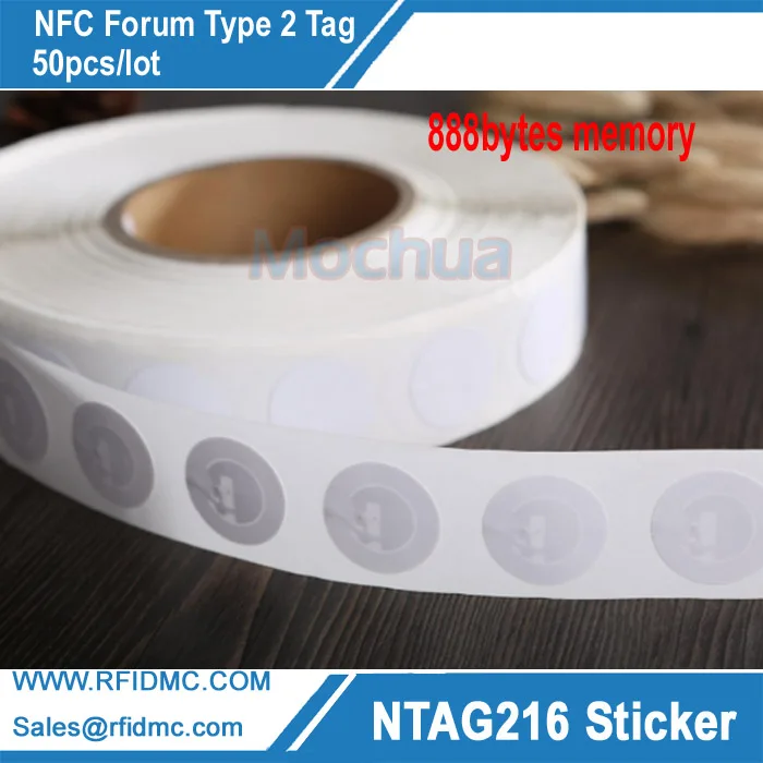 Фото Ntag216 белый NFC-стикер, бирка-протокол ISO14443A, 888 байт, 25 мм, диаметр для всех NFC-телефонов №1