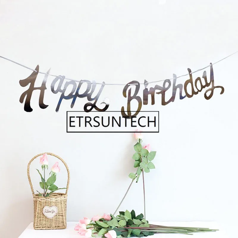 100 комплектов золотой серебряный баннер на день рождения флажки подвесная