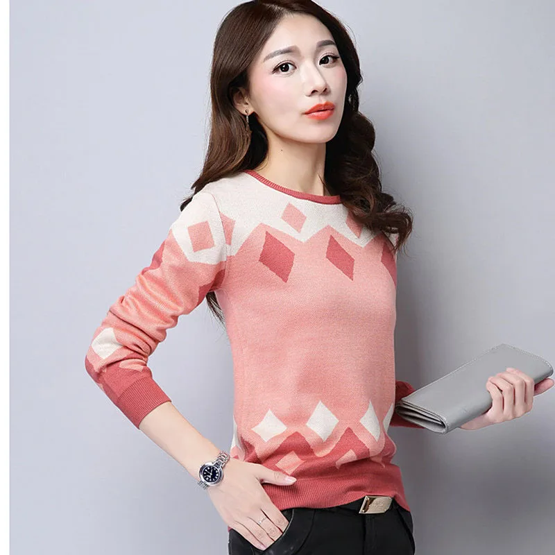 Autumn winter new arrival women plaid sweater Bottoming loose thick Tops o-neck High collar pullover knitting Female | Женская одежда