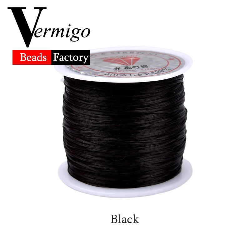 60m/Roll DIY Crystal Beading Stretch Cord for Jewelry Making 0.7mm Elastic Thread Rope Diy Bracelet Necklace Accessories - Цвет: Black