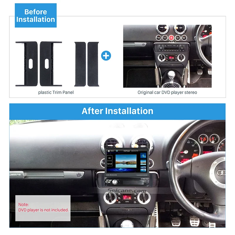 Seicane черный Цвет 1Din Автомобиль Радио панель для 1998-2003 AUDI TT 1999-2002 AUDI A2 A4 Панель стерео тире Крышка для аудиоколонок рамка
