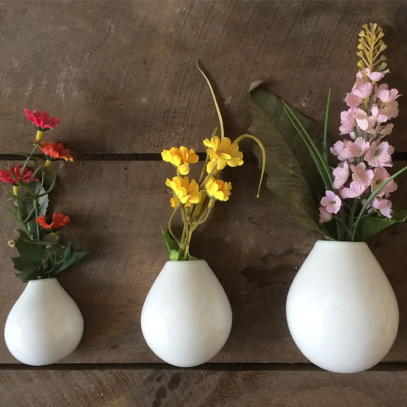 

Hanging Flower Vase Bottle Modern White Ceramic Vase Mini Wall Mounted Decorative Fashion Vases wedding background decor