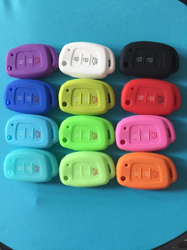 Pusakieyy 3 Button Silicone Car Remote Flip Key Fob Shell Cover Case For Hyundai Creta I10 I20 Tucson Elantra Santa Fe 2016 2017 |