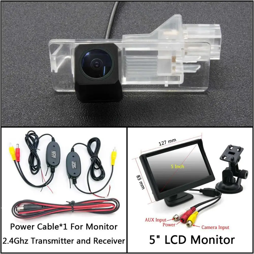 C Wireless 5inch LCD Камера заднего вида Full HD для Renault scenic 2 Scenic 3 Megane 3 Clio 3/4, ЖК-монитор для парковки - Название цвета: C Wireless 5inch LCD