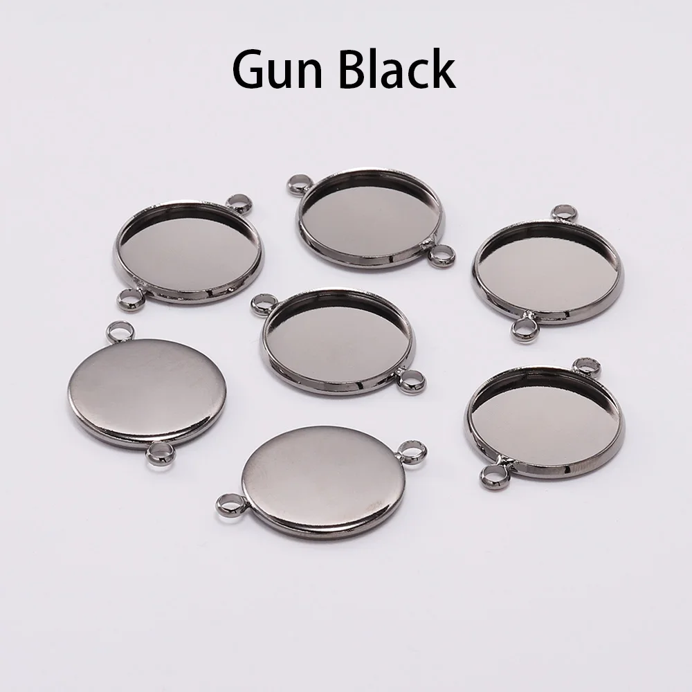 Gun Black 20 шт./лот, 10, 12 мм, кабошон, поднос, оправа, пустая, серебро, золото, браслет, установка, принадлежности для изготовления ювелирных изделий, аксессуары - Цвет: Gun Black