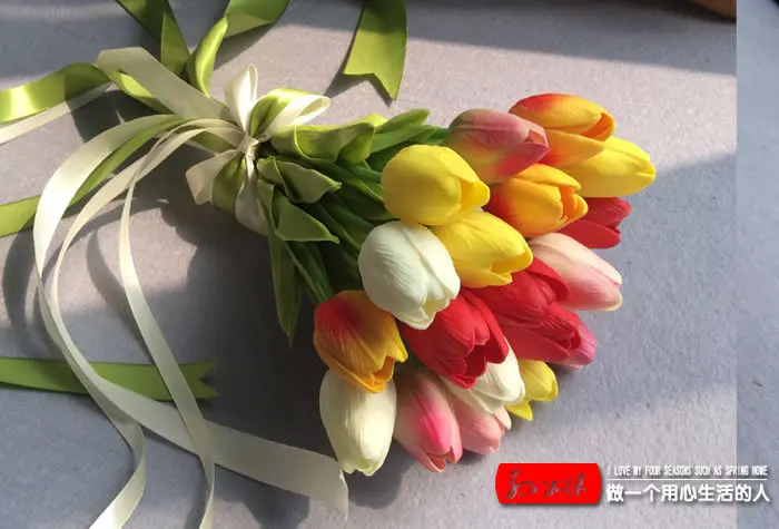 20 шт. Розовый Латекс Реального Прикосновения Тюльпаны букет Цветы Свадебные