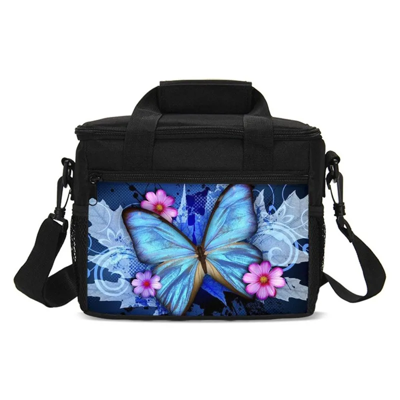 

VEEVANV Small Lunch Bag Fashion Cool Floral Butterfly 3D Printing Ice Bag Insulated Thermal Picnic Lunchbox Handbags Sac A Main