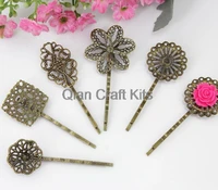 100 pcs mix styles antique bronze filigree pad hair clips vintage for diy hair bobby pin free shipping pad from 18mm 38mm