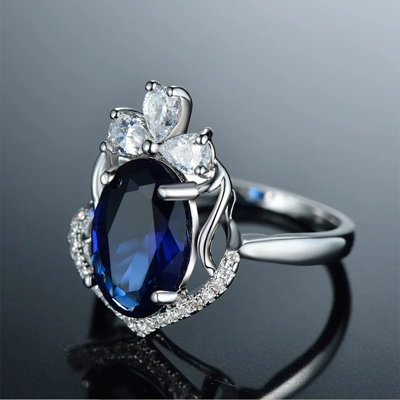 Venidy Кольца с сапфиром Для женщин изделия стерлингового серебра 925 Bijoux Femme