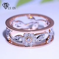 lxoen gothic flower shape cz crystal rings for women rose silver color love engagement ring party jewelry accessories