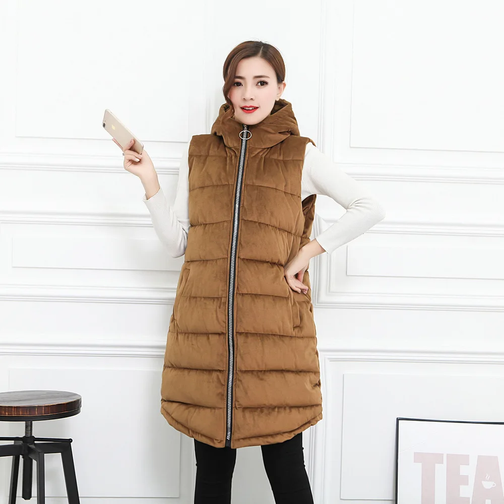 Yuxinfeng, утепленная, 4XL, бархатная парка, жилет, Женская длинная куртка-жилет с капюшоном, на молнии, женские жилеты для дам, большой размер, зимняя верхняя одежда