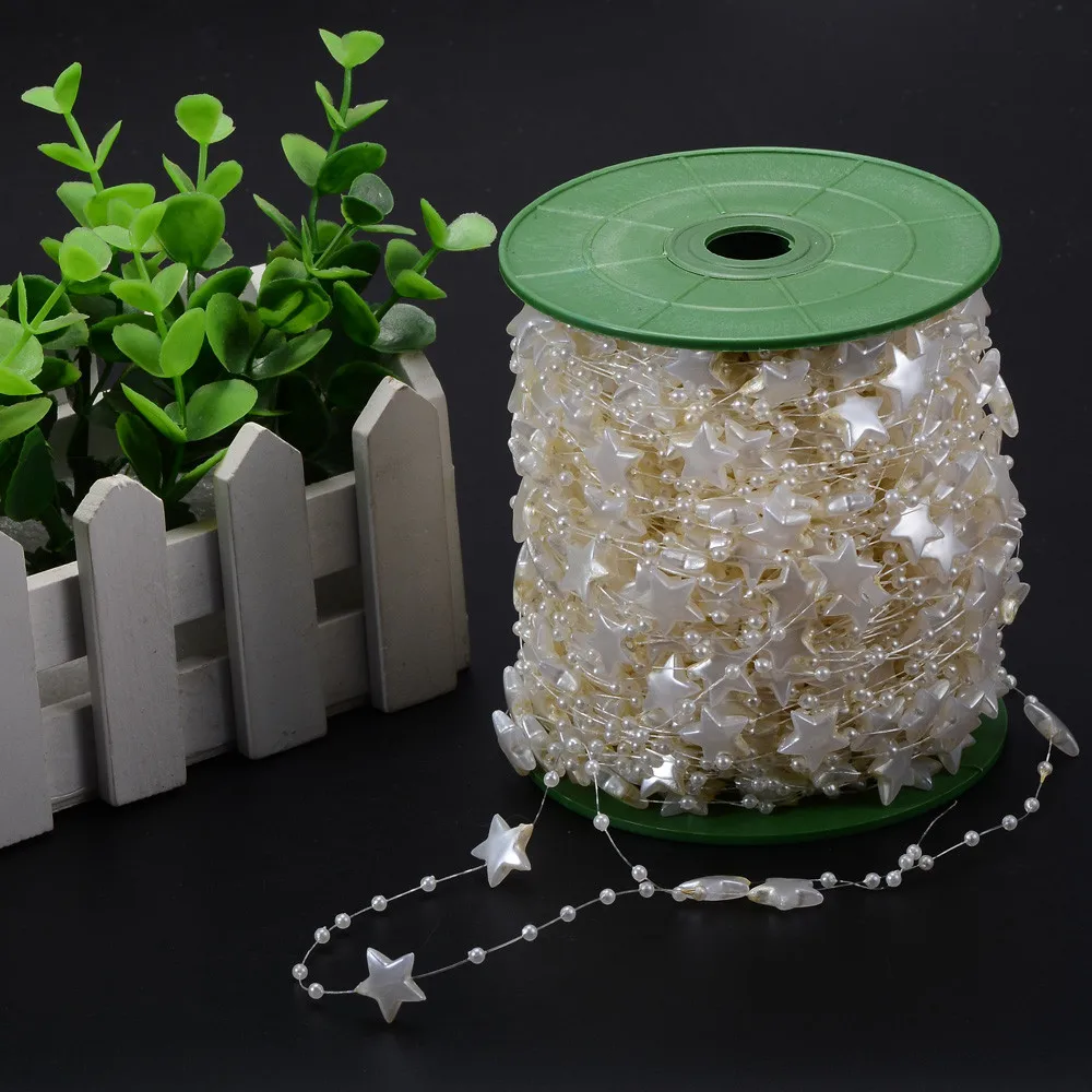 60 м белый бежевый маленькая звезда искусственные жемчужные бусины цепочка