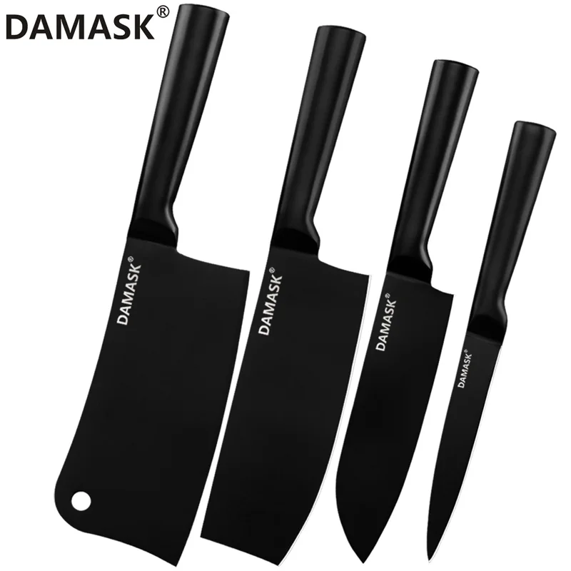 4 Pcs Knives Set Набор кухонных ножей из дамасской стали 4cr14, столовый нож из нержавеющей стали, 4 шт., универсальный нож Santoku, нож для нарезки, кухонная принадлежность - Цвет: 4 Pcs Knives Set