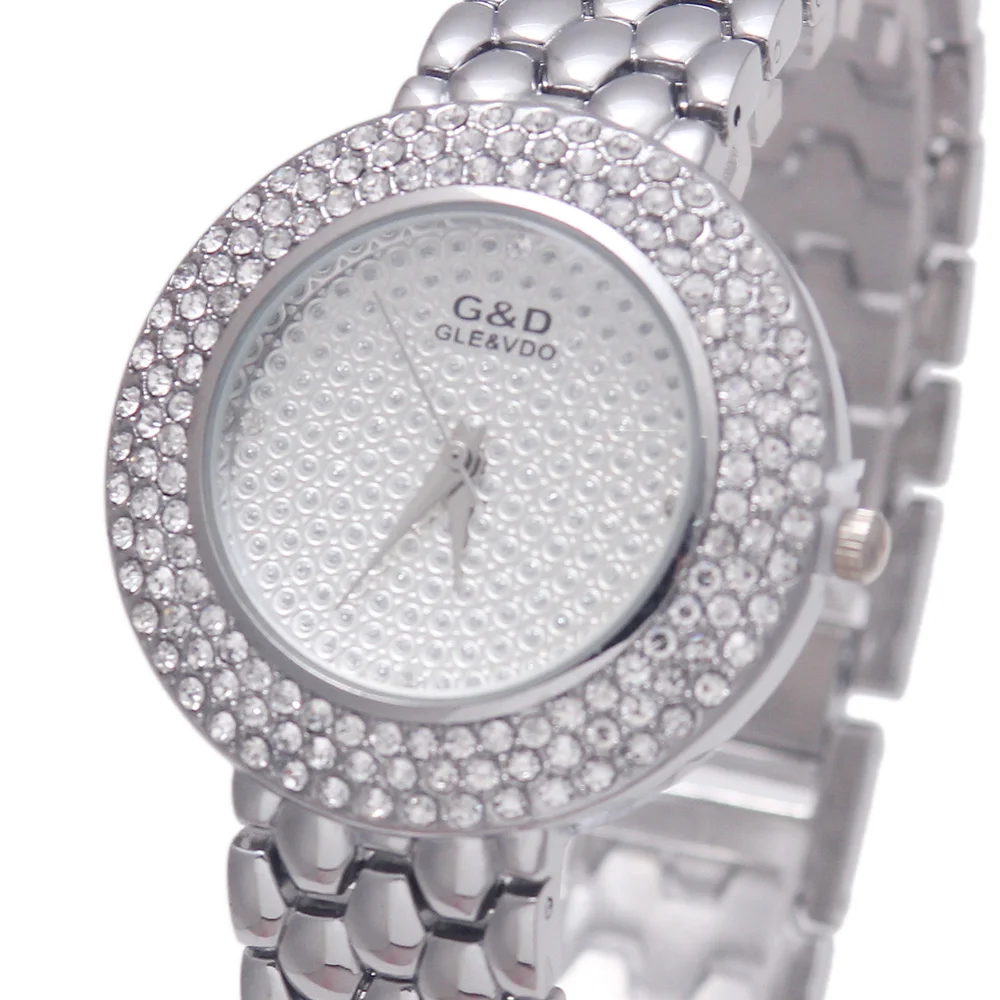 2017 новые роскошные женские кварцевые наручные часы G & D из нержавеющей стали