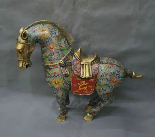 18 &quotКитай Перегородчатые Эмалевого Лошадь Бронзовая Статуя | Дом и сад