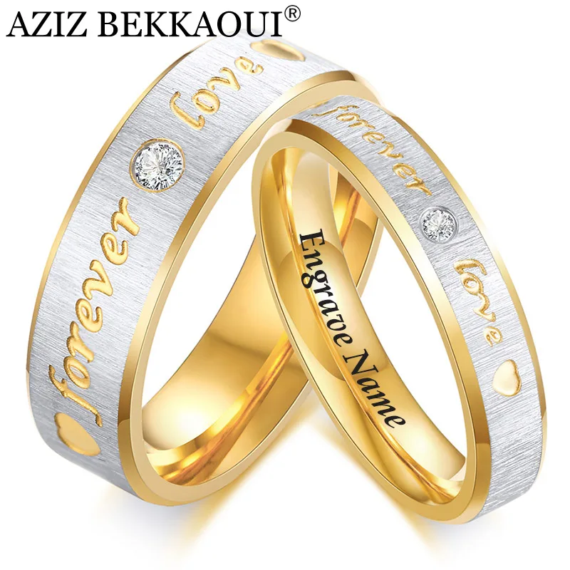 Азиз BEKKAOUI Forever Love CZ обручальные кольца для мужчин и женщин 316l из нержавеющей стали