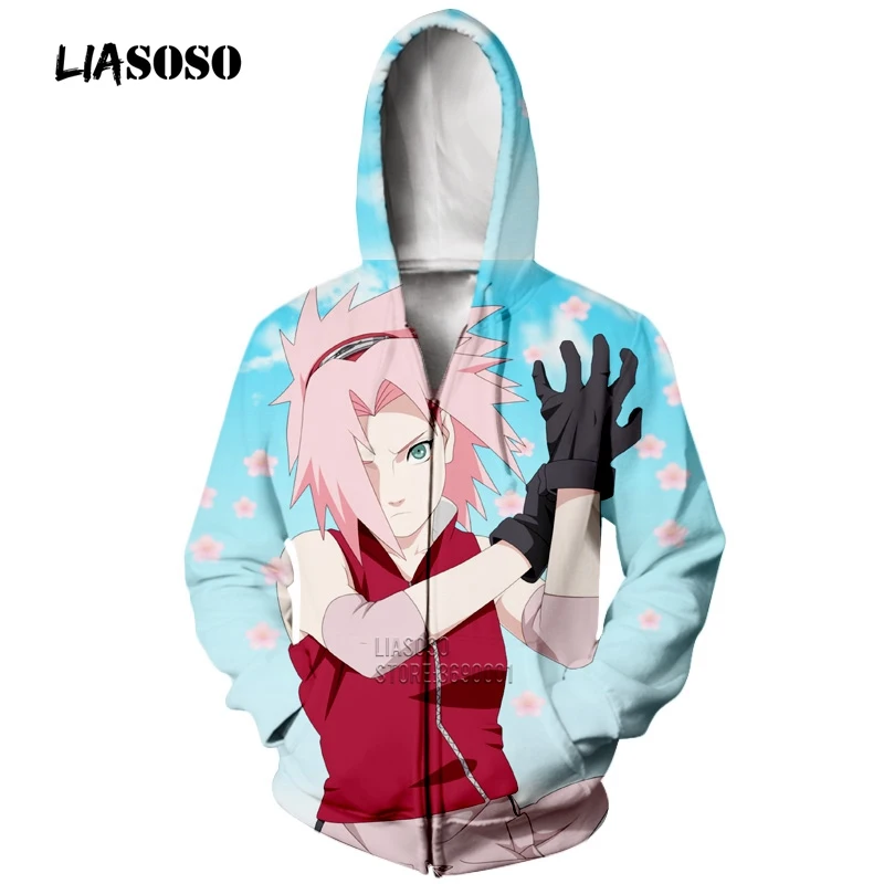 LIASOSO 3D принт унисекс аниме Наруто Узумаки Наруто Hyuga Хината толстовки с капюшоном кофты куртка на молнии Harajuku топы X2290