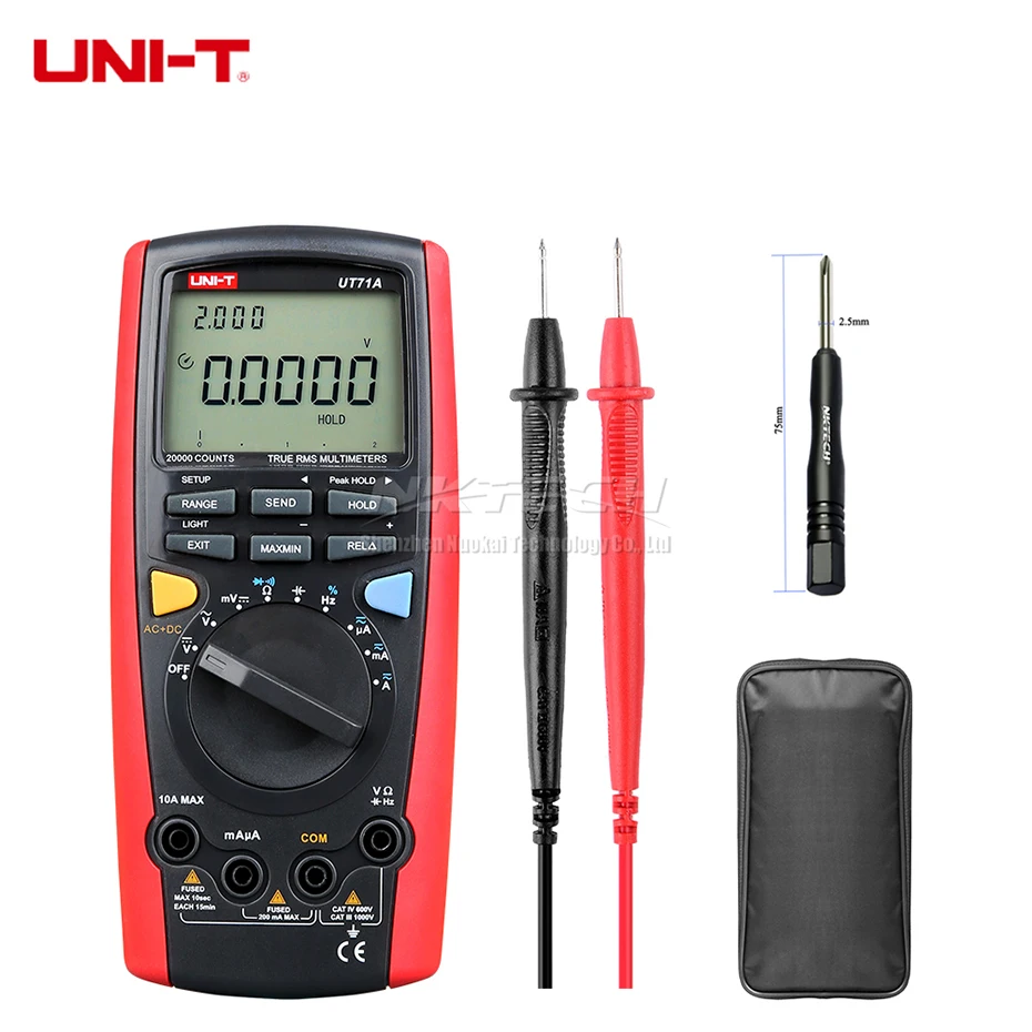 UT71A 19999 Counts UNI-T интеллектуальный цифровой мультиметр UT71E UT71D UT71C UT71B UT71A Ture RMS температура AC DC Вольт колпачок Res Freq двойная подсветка - Цвет: UT71A 19999 Counts