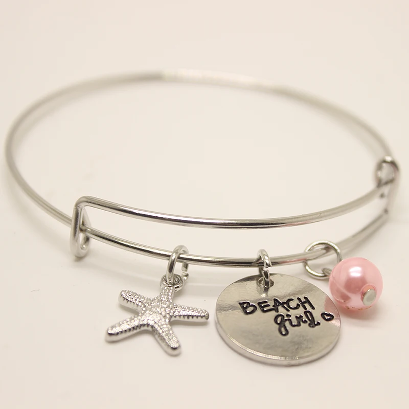 Браслет "Пляжная девушка" с жемчугом и подвеской в виде морской звезды, расширяемый, ювелирные украшения для женщин и девушек в подарок, модный стиль.