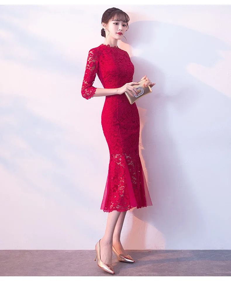 Брендовая Дизайнерская обувь традиционное китайское платье Qipao женские вечерние платья Винтаж Cheongsam Для женщин невесты кружевное платье с юбкой-годе
