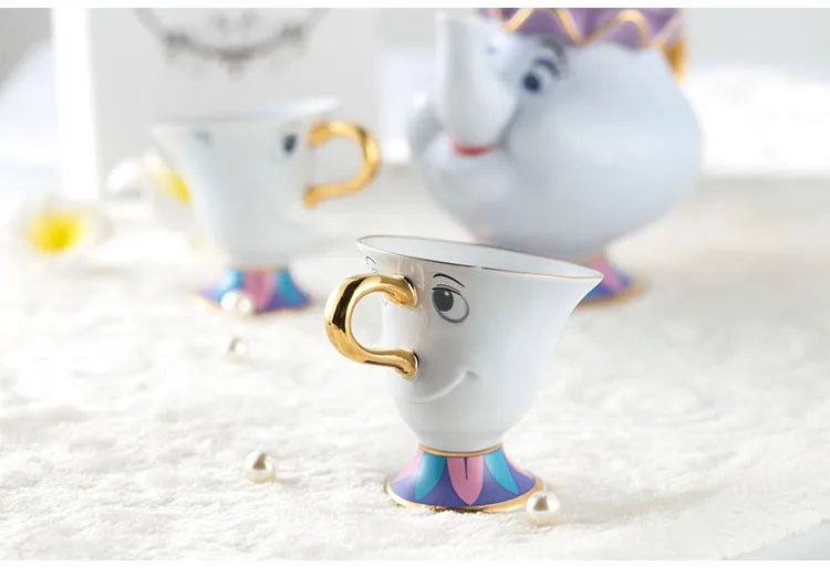 Чайный набор "Красавица и Чудовище", кофейник, кружка, набор Bella Y La Bestia Mrs Potts and Taza Chip Porcelana Bela E A Fera, винный набор