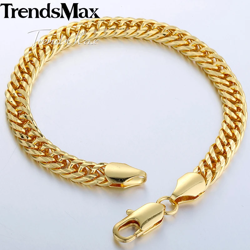 Womens Men's Bracelets Gold Cuban Link Chain Bracelet For Woman Male Jewelry Accessories Gifts Dropshipping Wholesale 7mm KGB357 |