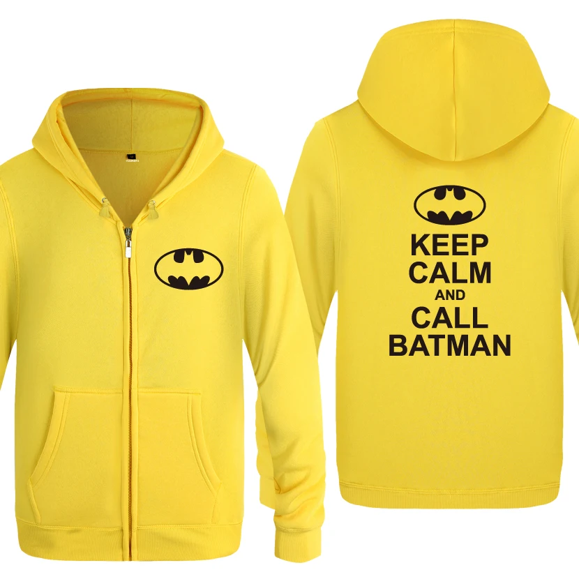 Мужские флисовые толстовки на молнии с капюшоном Keep Calm and Call Batman 2018 | Мужская