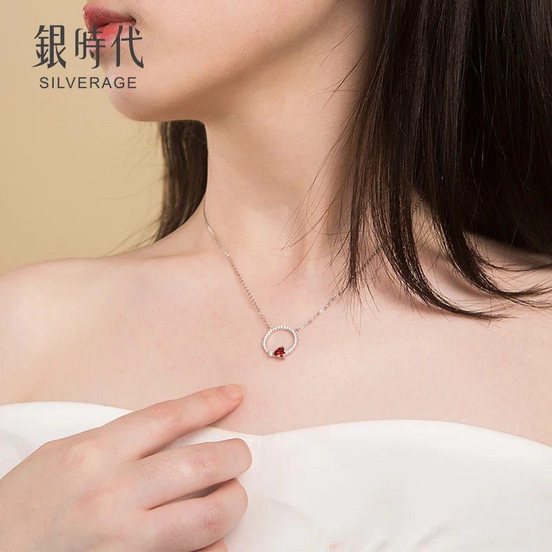 

SA SILVERAGE S925 Sterling Silver Necklace for Women One Arrow Heart Chain Pendant Birthday Gift To Girlfriend Design Link Chain