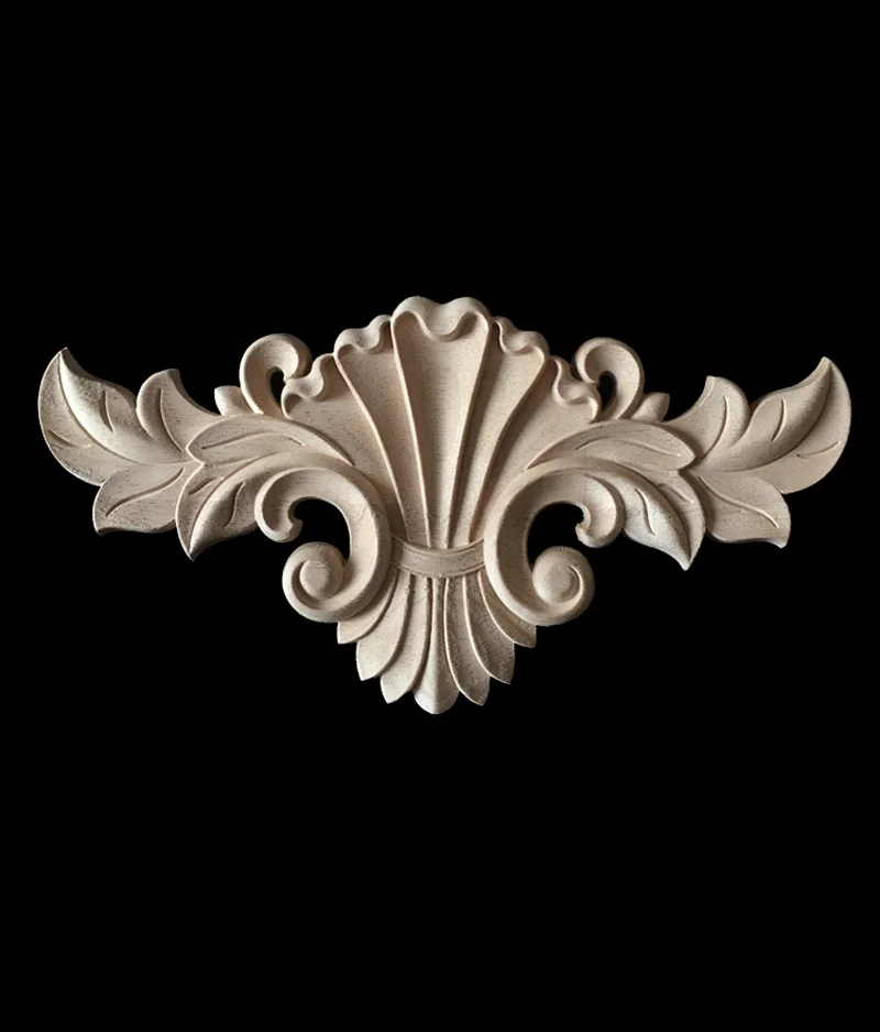 

30*16cm Decorative Vintage Unpainted Wood Carved Corner Onlay Applique Frame for Home Furniture Wall Cabinet Door Decor Crafts